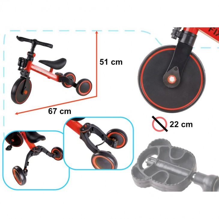 Tricicleta TRIKE FIX MINI, 3in1 adaptabila, culoare Rosie - AVX-KX5377_2 - AVEX