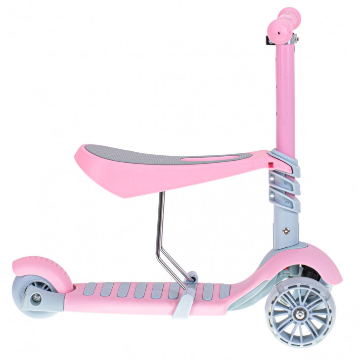 Tricicleta + Trotineta + Skateboard (3in1) roti iluminate LED - ROZ - AVX-K6626 - AVEX