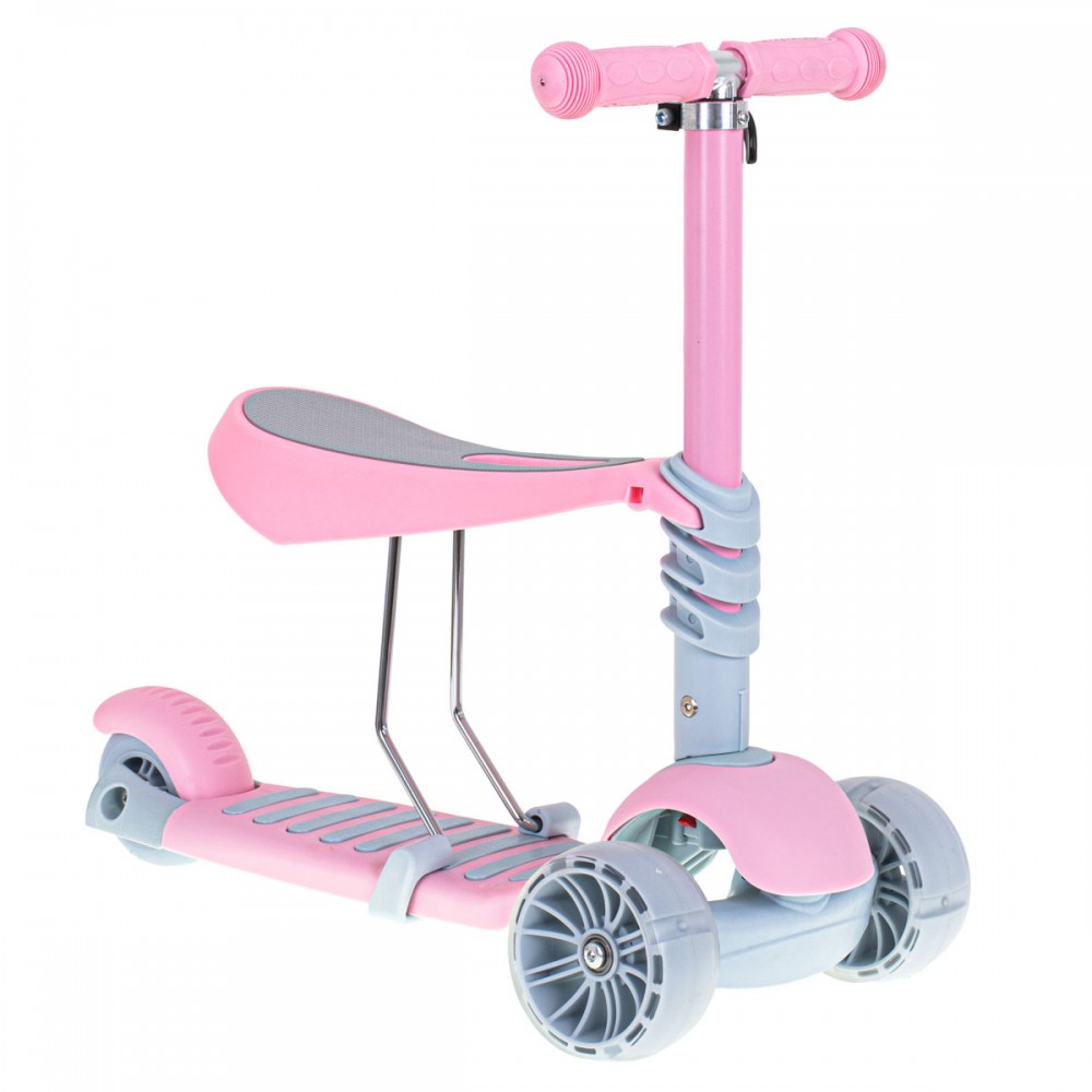 Tricicleta + Trotineta + Skateboard (3in1) roti iluminate LED - ROZ - AVX-K6626 - AVEX