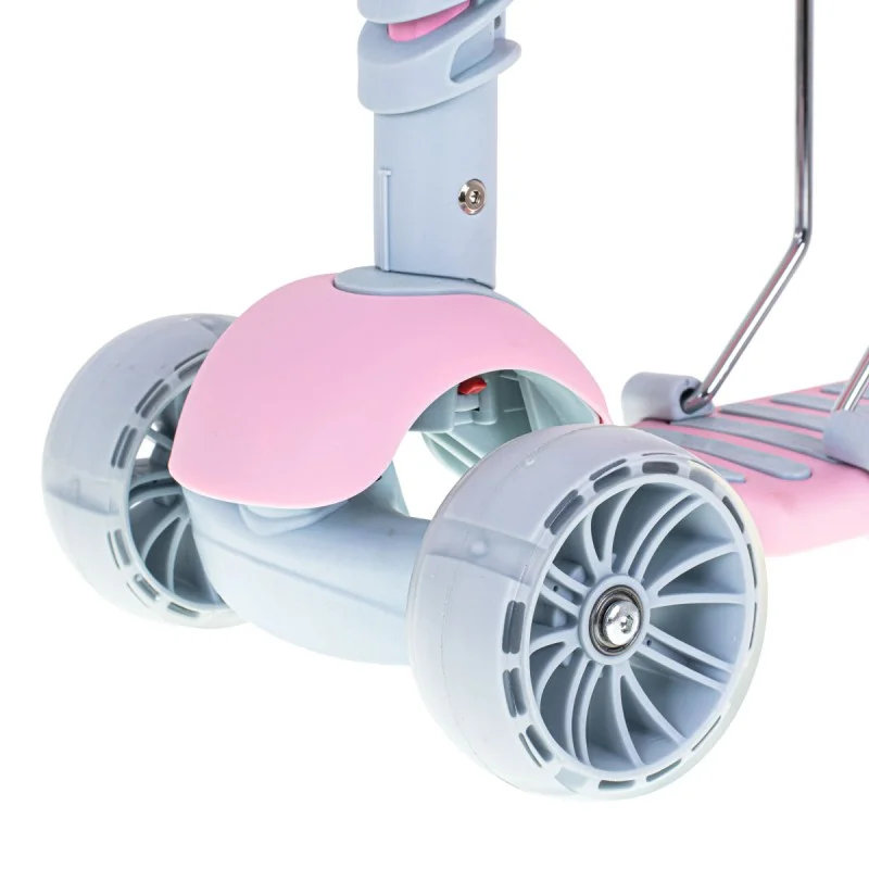 Tricicleta + Trotineta + Skateboard (3in1) roti iluminate LED - ROZ