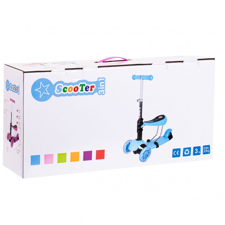 Tricicleta + Trotineta + Skateboard (3in1) roti iluminate LED - ROZ - AVX-K6626 - AVEX