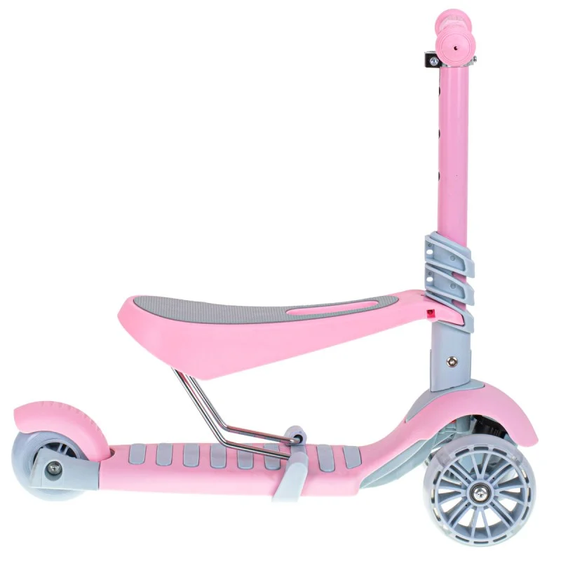 Tricicleta + Trotineta + Skateboard (3in1) roti iluminate LED - ROZ
