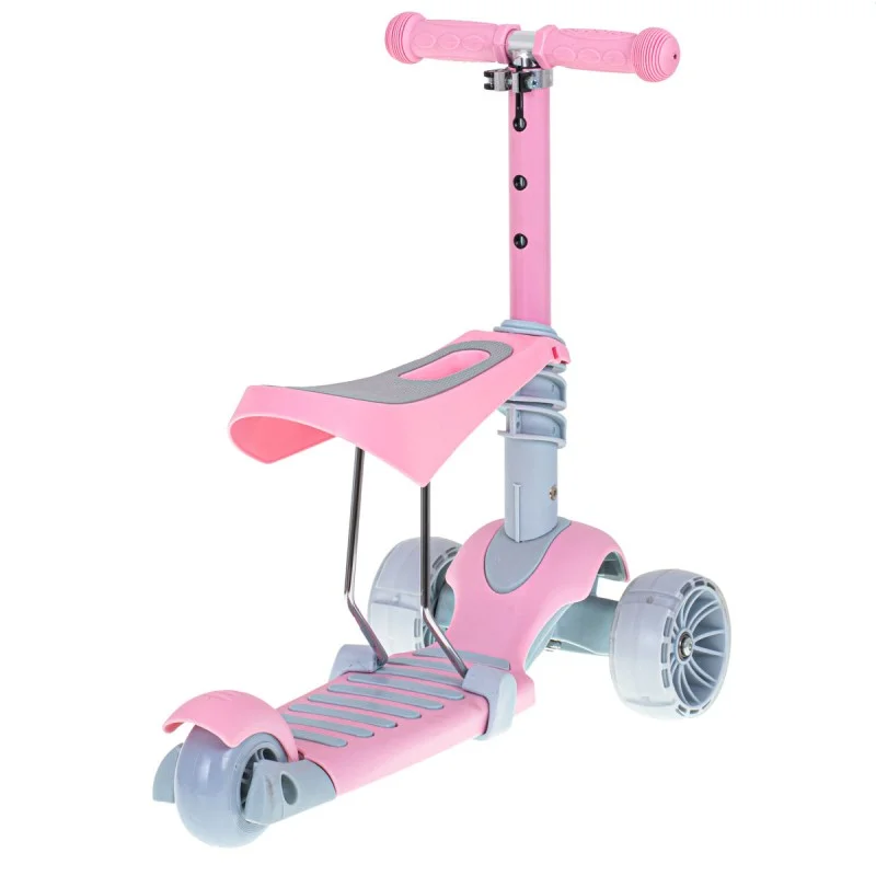 Tricicleta + Trotineta + Skateboard (3in1) roti iluminate LED - ROZ