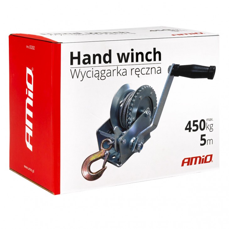 Troliu Manual cu manivela si blocaj, capacitate 450kg, cablu metalic lungime 5m, AVX-AM03282 - AVX-AM03282 - AMIO