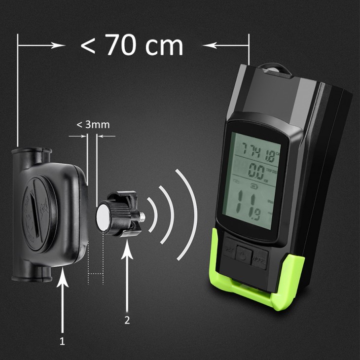 Vitezometru Digital cu lampa Fata + Spate si Claxon, waterproof, pentru bicicleta, model AVX-WT-BK-1718B - AVX-WT-BK-1718B - AVEX