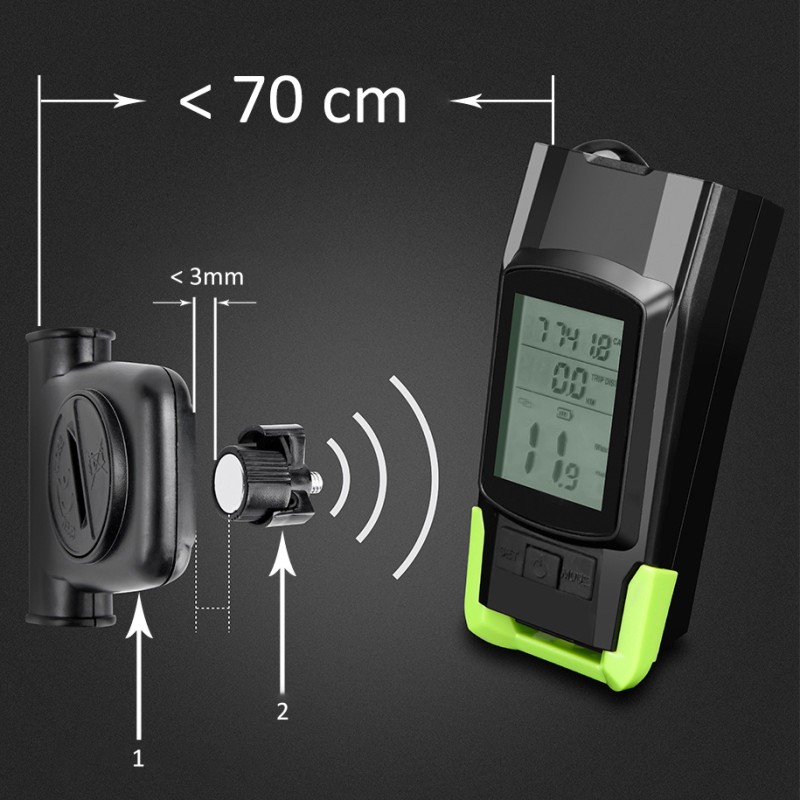 Vitezometru Digital cu lampa Fata + Spate si Claxon, waterproof, pentru bicicleta, model AVX-WT-BK-1718B - AVX-WT-BK-1718B - AVEX