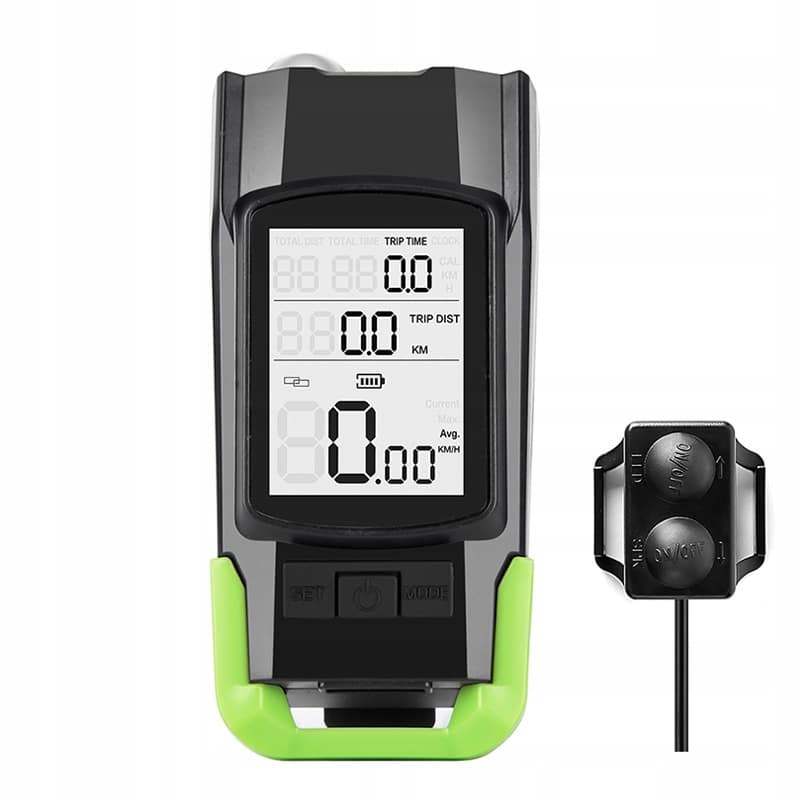 Vitezometru Digital cu lampa Fata + Spate si Claxon, waterproof, pentru bicicleta, model AVX-WT-BK-1718B - AVX-WT-BK-1718B - AVEX