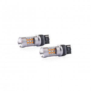 Set becuri auto cu LED CANBUS compatibil W21W T20 24 SMD 6.2W Orange 12/24V, destinat competitiilor auto sau off-road