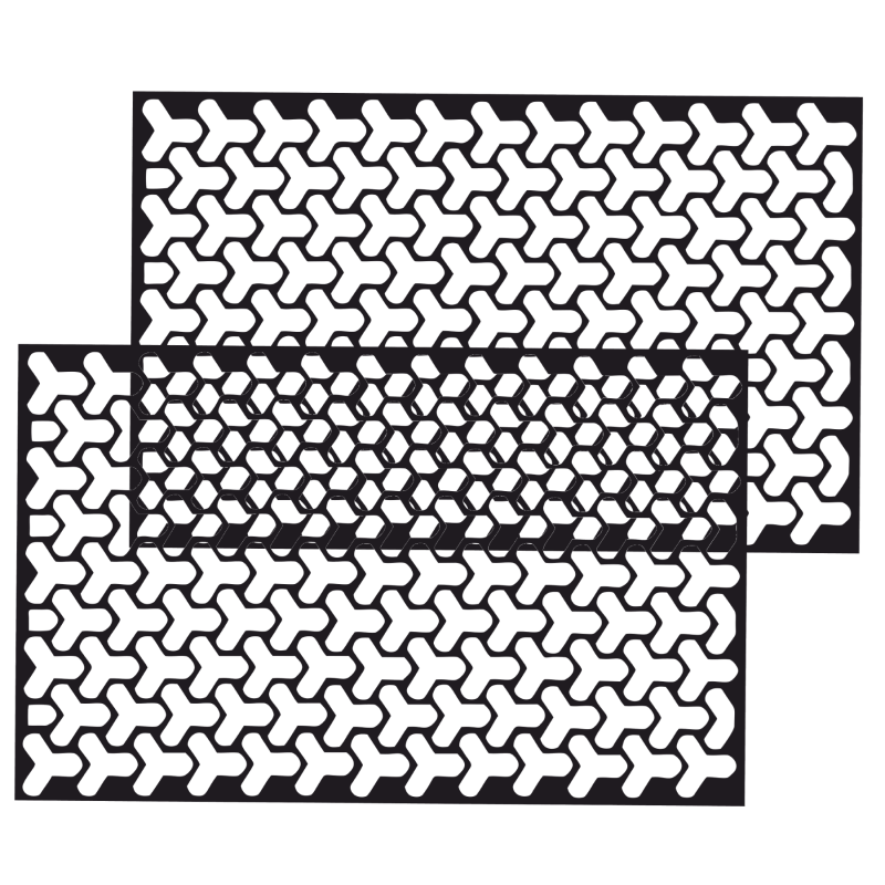 Set 2 folii autoadezive decupate pentru decorarea stopurilor auto, dimensiune 2 x 48 x 30cm, culoare Negru Mat, model HONEYCOMB TRIANGLE