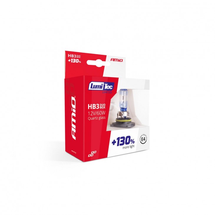 Set becuri cu halogen HB3 12V 60W LumiTec LIMITED + 130% DUO BOX -  - AMIO