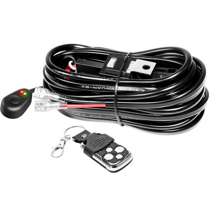 Cablaj pentru proiectoare LED cu telecomanda, functii strobo, relee si sigurante incluse, alimentare 12V Cablaj pentru proiectoare LED cu telecomanda, functii strobo, relee si sigurante incluse, alimentare 12V