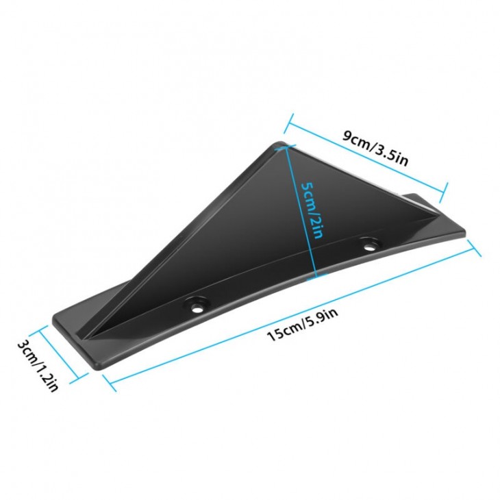 Set 4 aripioare TUNING curbate pentru bara - deflector spate, culoare negru lucios, montaj cu surub sau banda dublu adeziva -  - AVEX