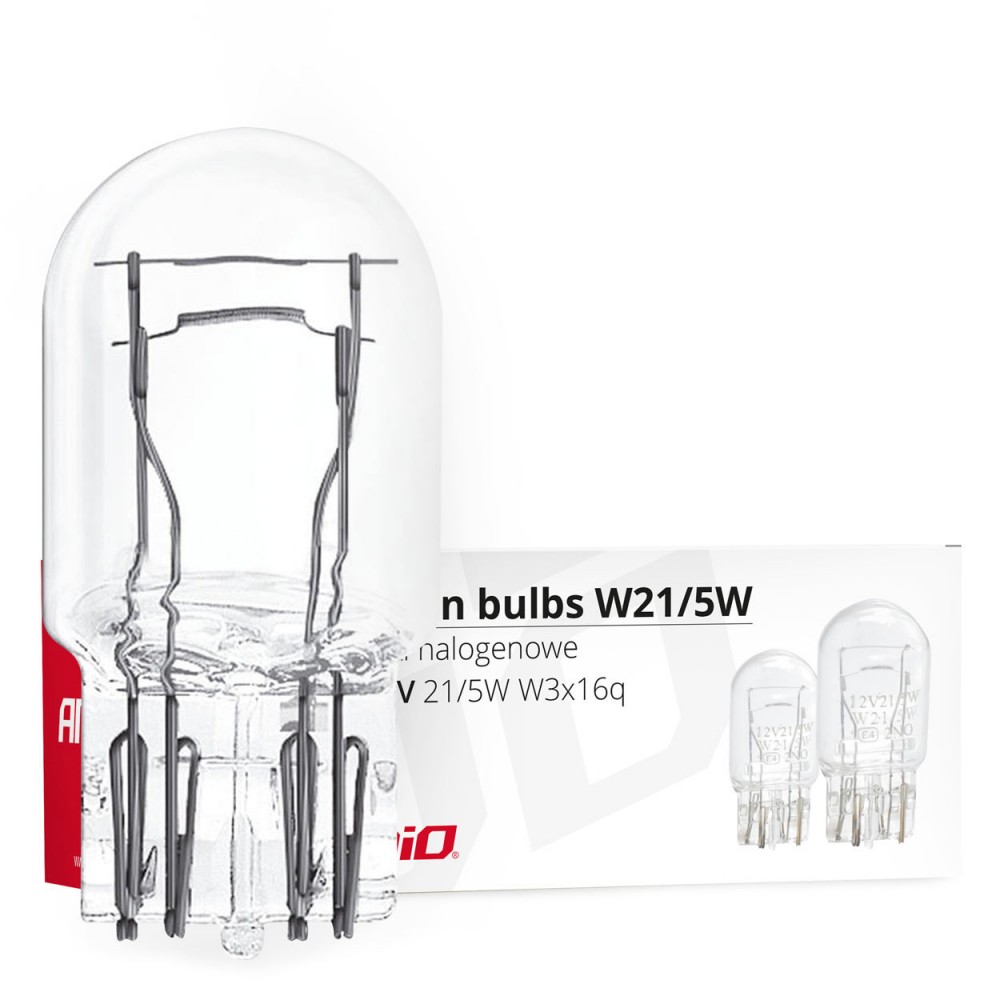 Set 10 becuri cu halogen T20, W21 / 5W, W3x16q -  - AMIO