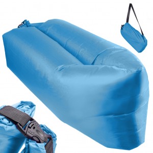 Saltea Autogonflabila Lazy Bag tip sezlong, 230 x 70cm, culoare Albastru, pentru camping, plaja sau piscina