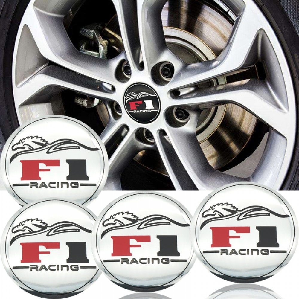 Set 4 buc. ornament central janta, model F1 Chrome, diametru 5cm -  - AVEX