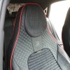 Set huse scaune auto Premium, model BLAZE Torque, design Sportiv,  universale, ergonomice, Piele Ecologica cu insertii textile, culoare Negru/Rosu