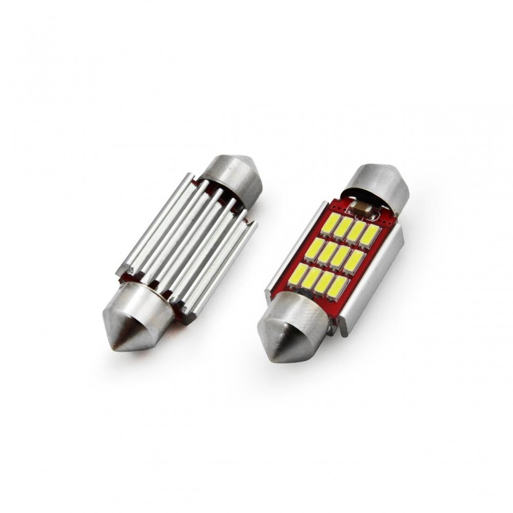 Set becuri auto cu LED CANBUS sofit compatibil C5W 12 SMD 4014 36mm Alb 12/24V, destinat competitiilor auto sau off-road -  - AMIO