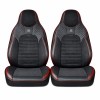 Set huse scaune auto Premium, model BLAZE Torque, design Sportiv,  universale, ergonomice, Piele Ecologica cu insertii textile, culoare Negru/Rosu
