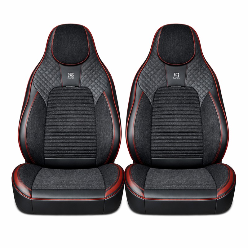 Set huse scaune auto Premium, model BLAZE Torque, design Sportiv,  universale, ergonomice, Piele Ecologica cu insertii textile, culoare Negru/Rosu