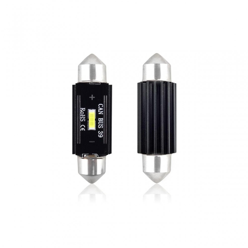 Set becuri auto cu LED CANBUS sofit compatibil C5W 1 SMD 39mm Alb 12/24V, destinat competitiilor auto sau off-road -  - AMIO