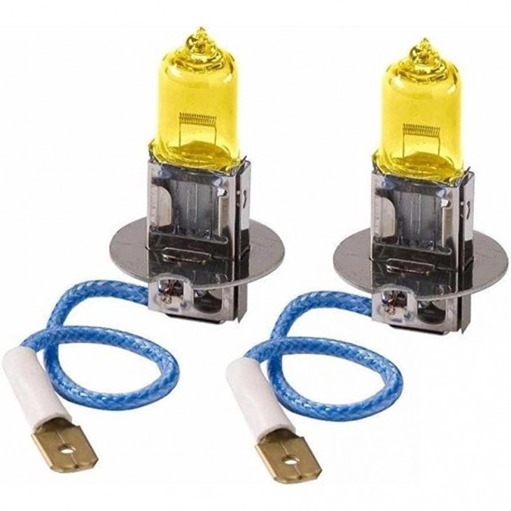 Set 2 becuri H3 pentru proiectoare de ceata, culoare galbena, 12V, 55W -  - AVEX