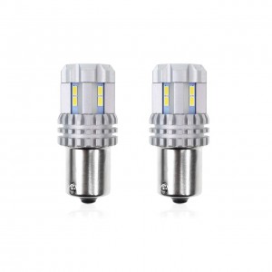 Set becuri auto cu LED CANBUS compatibil P21 R5W/R10W 22 SMD Alb 12V/24V, destinat competitiilor auto sau off-road
