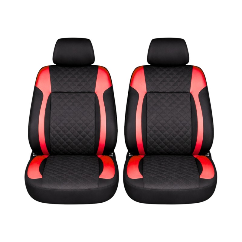 Set huse scaune auto Premium, model DIAMOND Racer, design Sportiv, universale, ergonomice, Piele Ecologica Matlasata, culoare Negru/Rosu Set huse scaune auto Premium, model DIAMOND Racer, design Sportiv, universale, ergonomice, Piele Ecologica Matlasata, culoare Negru/Rosu