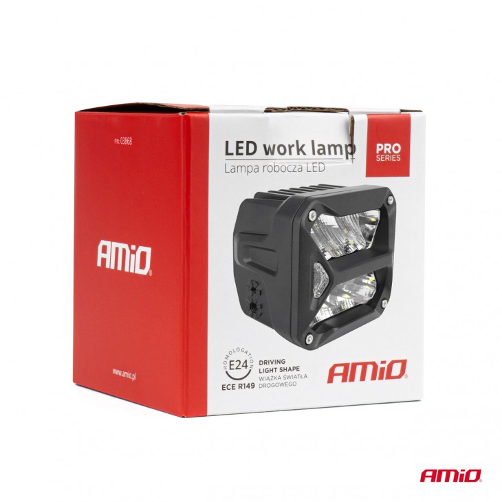 Proiector LED PRO SERIES cu doua functii pentru Off-Road, ATV, SSV, putere 58W, 7200lm, culoare 6000K, tensiune 10-30V, dimensiuni 107 x 102 x 86 mm -  - AMIO