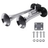 Claxon bitonal cu 2 goarne, alimentare 12/24V FARA COMPRESOR, culoare Crom/Negru Claxon bitonal cu 2 goarne, alimentare 12/24V FARA COMPRESOR, culoare Crom/Negru