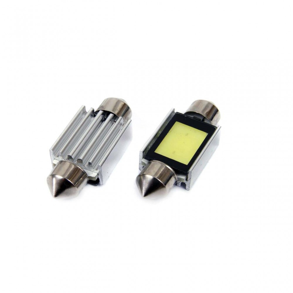 Set becuri auto cu LED CANBUS sofit compatibil C5W 2xCOB 36mm Alb 12V, destinat competitiilor auto sau off-road -  - AMIO