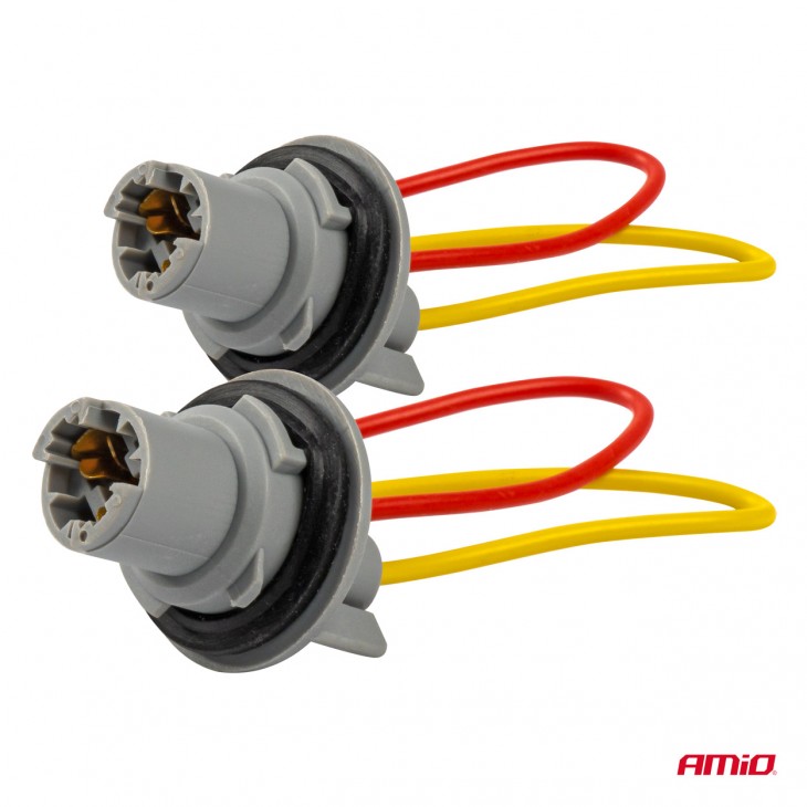 Set 2 socluri bec T15, W16W, W5W, cu garnitura din cauciuc -  - AMIO