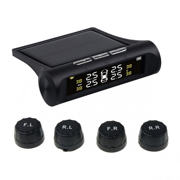 Set 4 senzori de presiune si temperatura anvelope cu afisaj LCD si incarcare Solara, AVX-AG678 -  - AVEX