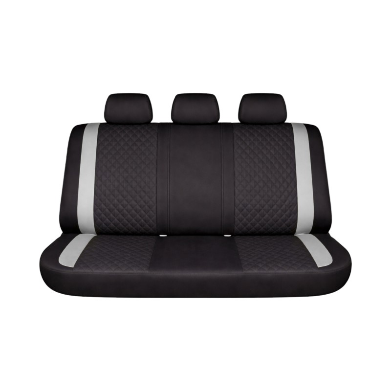 Set huse scaune auto Premium, model DIAMOND Core, design Sportiv,  universale, ergonomice, Piele Ecologica Matlasata, culoare Negru/Gri