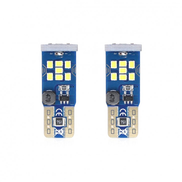 Set becuri auto cu LED CANBUS UltraBright compatibil T10 W5W 21 SMD Alb 12V/24V, destinat competitiilor auto sau off-road -  - AMIO