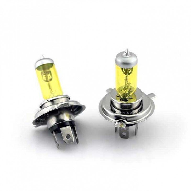 Set 2 becuri H4 (P43) pentru proiectoare de ceata, culoare galbena, 12V, 55W -  - AVEX