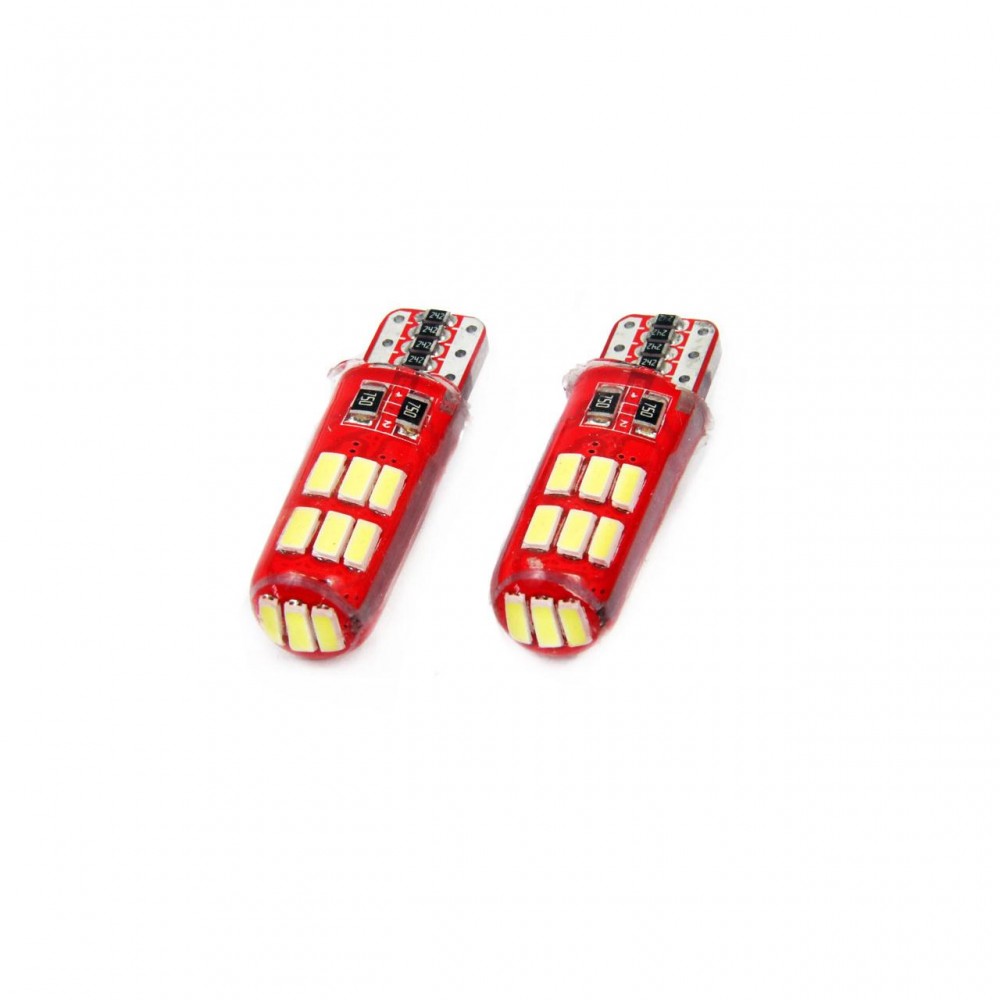 Set becuri auto cu LED CANBUS compatibil T10e W5W 12 SMD SILCA Alb 12V, destinat competitiilor auto sau off-road -  - AMIO