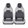 Set huse scaune auto Premium, model BLAZE Elite, design Sportiv,  universale, ergonomice, Piele Ecologica cu insertii textile, culoare Gri/Crem