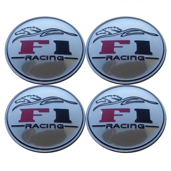 Set 4 buc. ornament central janta, model F1 Chrome, diametru 5cm -  - AVEX
