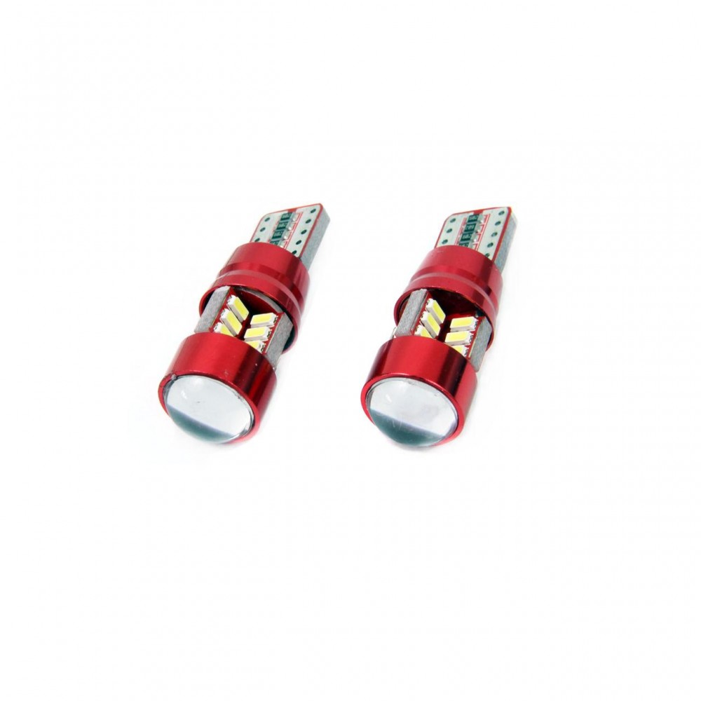 Set becuri auto cu LED CANBUS compatibil T10e W5W 27 SMD Alb 12V/24V, destinat competitiilor auto sau off-road -  - AMIO