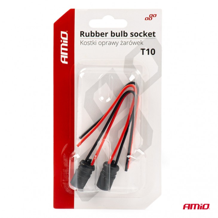 Set 2 socluri bec T10, W5W, W3W, cu mufe din cauciuc si cabluri siliconate -  - AMIO