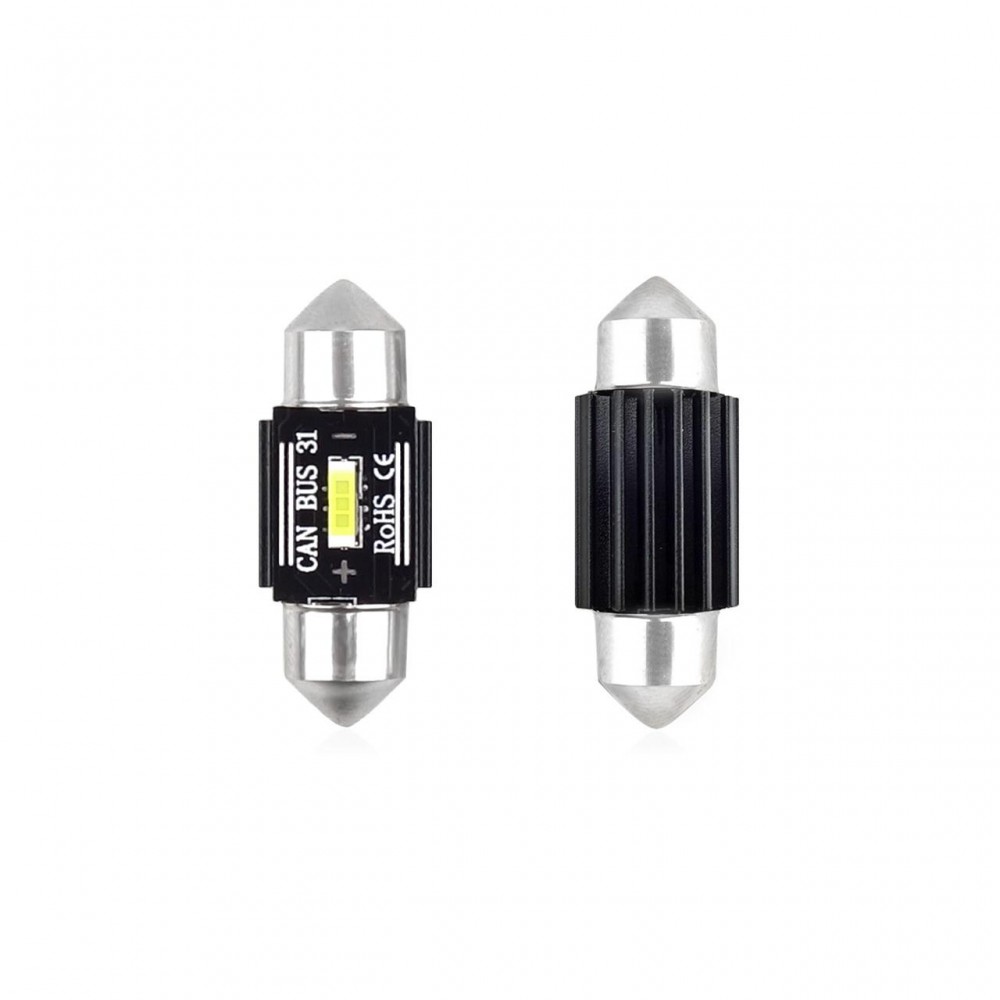 Set becuri auto cu LED CANBUS sofit compatibil C5W 1 SMD 31mm Alb 12/24V, destinat competitiilor auto sau off-road -  - AMIO