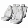 Set huse scaune auto Premium, model BLAZE Luxor, design Sportiv,  universale, ergonomice, Piele Ecologica cu insertii textile, culoare Crem/Gri