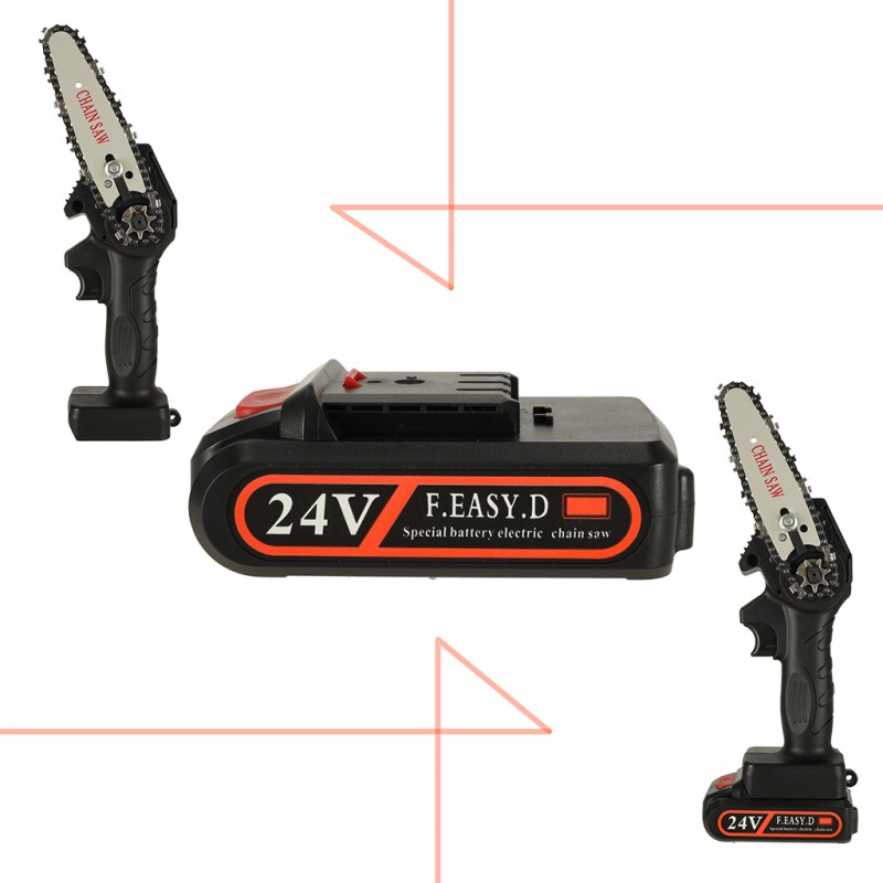 Mini ferastrau electric cu lant, baterie de 24V si valiza de transport Mini ferastrau electric cu lant, baterie de 24V si valiza de transport