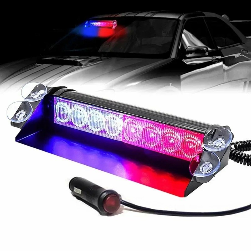 Lampa stroboscopica pentru parbriz. montaj cu ventuze, culori Rosu - Albastru, putere 8W, alimentare 12V Lampa stroboscopica pentru parbriz. montaj cu ventuze, culori Rosu - Albastru, putere 8W, alimentare 12V