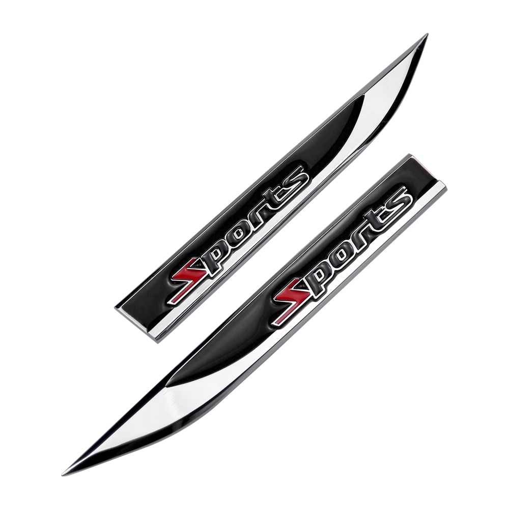 Set 2 embleme auto metalice SPORTS, reliefate 3D, dimensiune 14.6 x 1,8 cm -  - AVEX