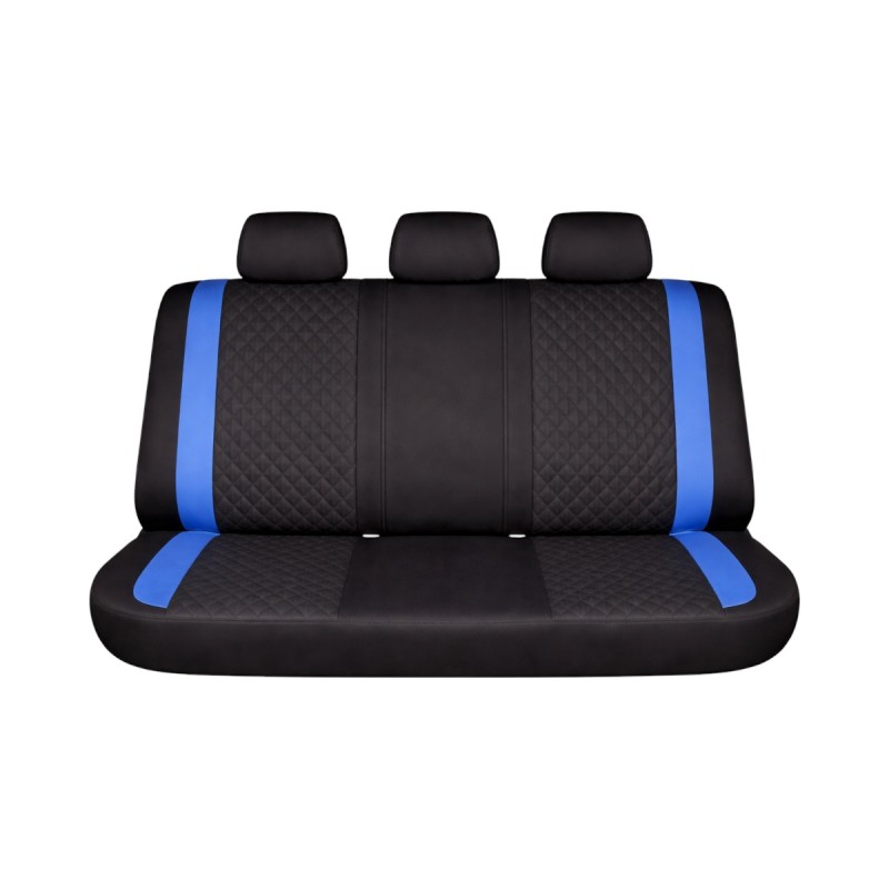 Set huse scaune auto Premium, model DIAMOND Drive, design Sportiv,  universale, ergonomice, Piele Ecologica Matlasata, culoare Negru/Albastru