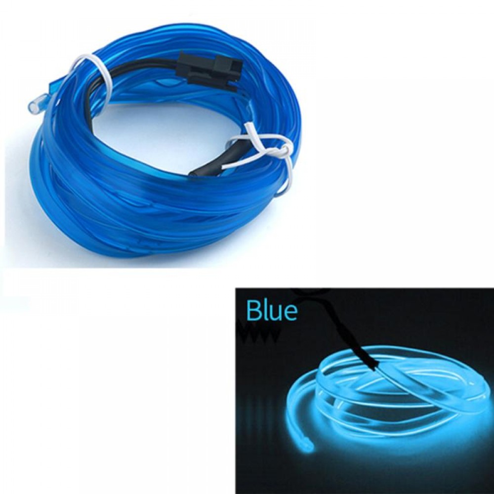 Fir Neon Auto EL Wire culoare Albastru, lungime 5M, alimentare 12V, droser inclus