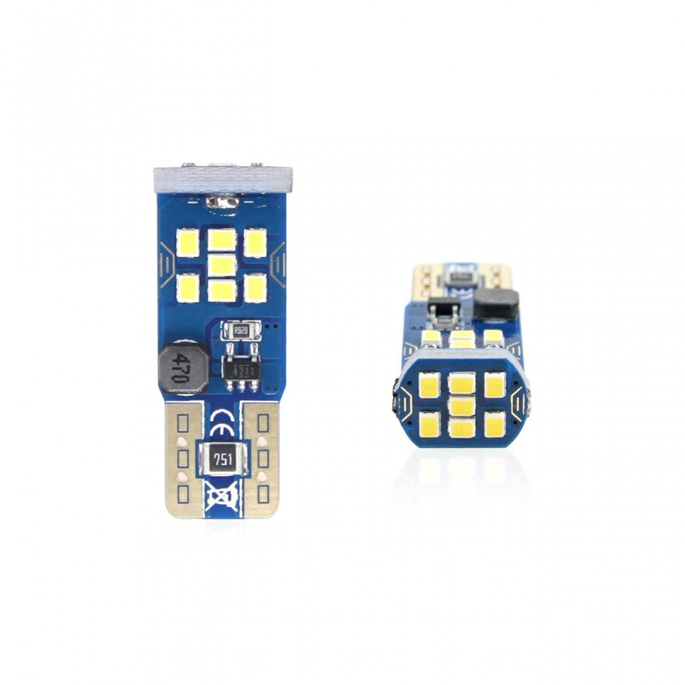 Set becuri auto cu LED CANBUS UltraBright compatibil T10 W5W 21 SMD Alb 12V/24V, destinat competitiilor auto sau off-road -  - AMIO