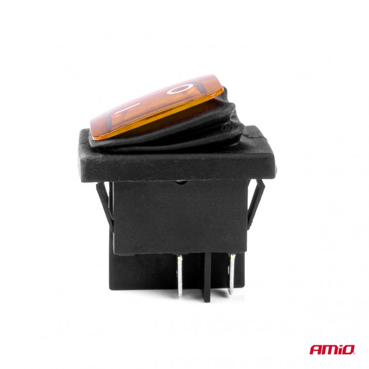 Intrerupator On/Off, 12/24V, dreptunghiular, waterproof, iluminat culoare Galben, destinatie auto, utilitare, Off-Road, ATV, SSV, QUAD -  - AMIO