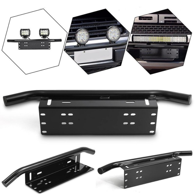 Bullbar aluminiu vopsit in camp electrostatic cu suport numar si proiectoare pentru vehicule offroad, culoare Neagra Bullbar aluminiu vopsit in camp electrostatic cu suport numar si proiectoare pentru vehicule offroad, culoare Neagra
